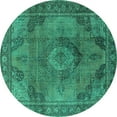 thumbnail image 1 of Ahgly Company Indoor Round Oriental Turquoise Blue Industrial Area Rugs, 5' Round, 1 of 4
