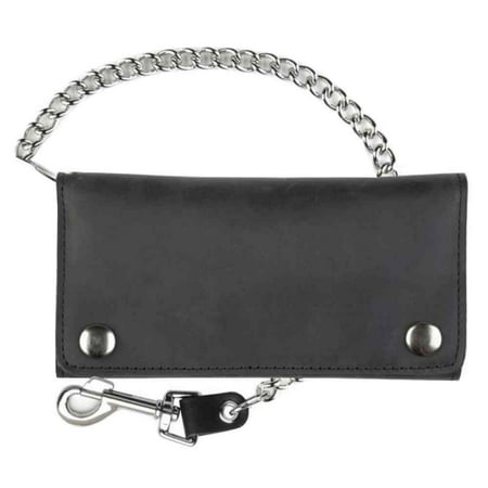 Men&#39;s Credit Card Tri-Fold Biker Style Chain Wallet, Black Genuine Leather BW339 - www.bagssaleusa.com/product-category/classic-bags/