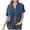 Blue, variant on LYXSSBYX Fall Fashion 2023 Womens Short Sleeve Shirts Button down Women's Temperament Texture Gold Velvet Solid Short Sleeve Round Neck Shirt