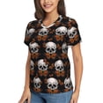 thumbnail image 2 of Xecao Butterfly Skull for Women's V-Neck T-Shirts-Elegant Half-Sleeve Tops Perfect for Summer-Medium, 2 of 5