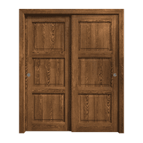 Sliding Closet Bypass Doors 48 x 84 inches | Ego 5010 Cognac Oak | Rails Hardware Set | Wood Solid Bedroom Wardrobe Doors