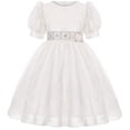 thumbnail image 1 of XQYLOS Robe de Fête Décontractée à Manches Courtes et Col Rond à Fleurs pour Bébés Filles Robe de Thé à Volants Smockée Tenue de Printemps de Pâques, 1 of 8