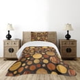 thumbnail image 4 of Ambesonne Wooden Print Quilted Bedspread Set 2 Pcs, Brown Abstract Circles, Twin Size, Brown, 4 of 5