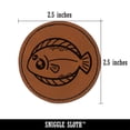 thumbnail image 2 of Kawaii Dab Fish 2.5" Faux Leather Round Engraved Iron-On Patch - Brown, 2 of 6