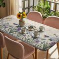 thumbnail image 3 of Spring Flowers Table Cloths for 5 Foot Rectangle Tables, Vintage Floral Leaves Birds Pastoral Botanical Patio Waterproof Elastic Fitted Tablecloths, Washable Rectangular Table Cover for Camping, 3 of 8