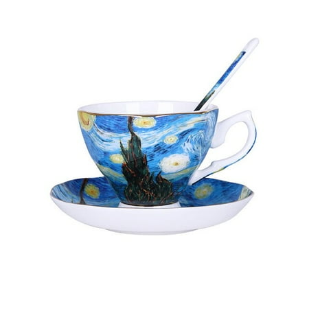 

European style small luxury coffee cup ceramic mug Starry sky