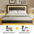 thumbnail image 4 of 4 EVER WINNER Twin Size Floating Bed Frame with LED Lights, Upholstered Platform Bed Frame with Diamond Tufted Headboard, Black Twin Size Bed Frame, Black, 4 of 8