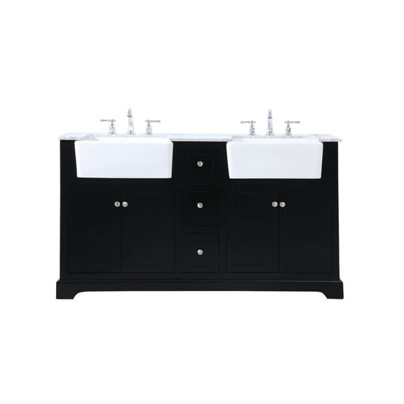 Elegant Decor Franklin 60" Wood Double Bathroom Vanity in Black