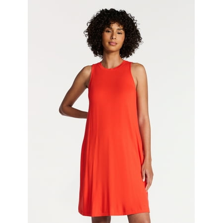 Time and Tru Women’s Sleeveless Knit Swing Dress, Sizes XS-XXXL