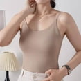 thumbnail image 2 of ClodeEU Women's Ice Silk Seamless Adjustable Spaghetti Strap Camisole with Built-in Pads ,Backless Wireless Bra Top Brown,Women's Plus M, 2 of 6