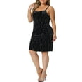 thumbnail image 4 of Vestido mini de fiesta sin mangas de terciopelo de talla grande para mujer Agnes Orinda en negro 2X, 4 of 5