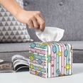 thumbnail image 6 of Lsque Space Doodle Printed Tissue Box Cover Holder, Facial Paper Organizer Dispenser,Square with Bottom Belt, PVC Leather Decorative Organizer, 6 of 8