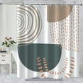 thumbnail image 3 of Boho Extra Long Shower Curtain, Mid Century Modern Abstract Minimalist Beige Neutral Machine Washable Waterproof Fabric for Bathroom Decor Bathtub with 12 Hooks 72Wx36H, 3 of 6
