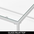 thumbnail image 3 of mDesign Metal and Glass Top Rectangle Accent Coffee Table Furniture Unit, Silver, 3 of 4