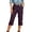 Wine, variant on Gunia Capri Pants Women Capri Jeans For Stretch Casual Elastic Waist Wide Straight Leg Plus Size Pull On Denim Capris Loose Pants Summer Pants