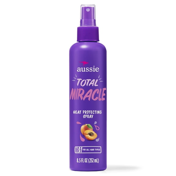 Aussie Total Miracle Heat Protecting Spray, for All Hair Types, Sulfate Free, 8.5 fl oz