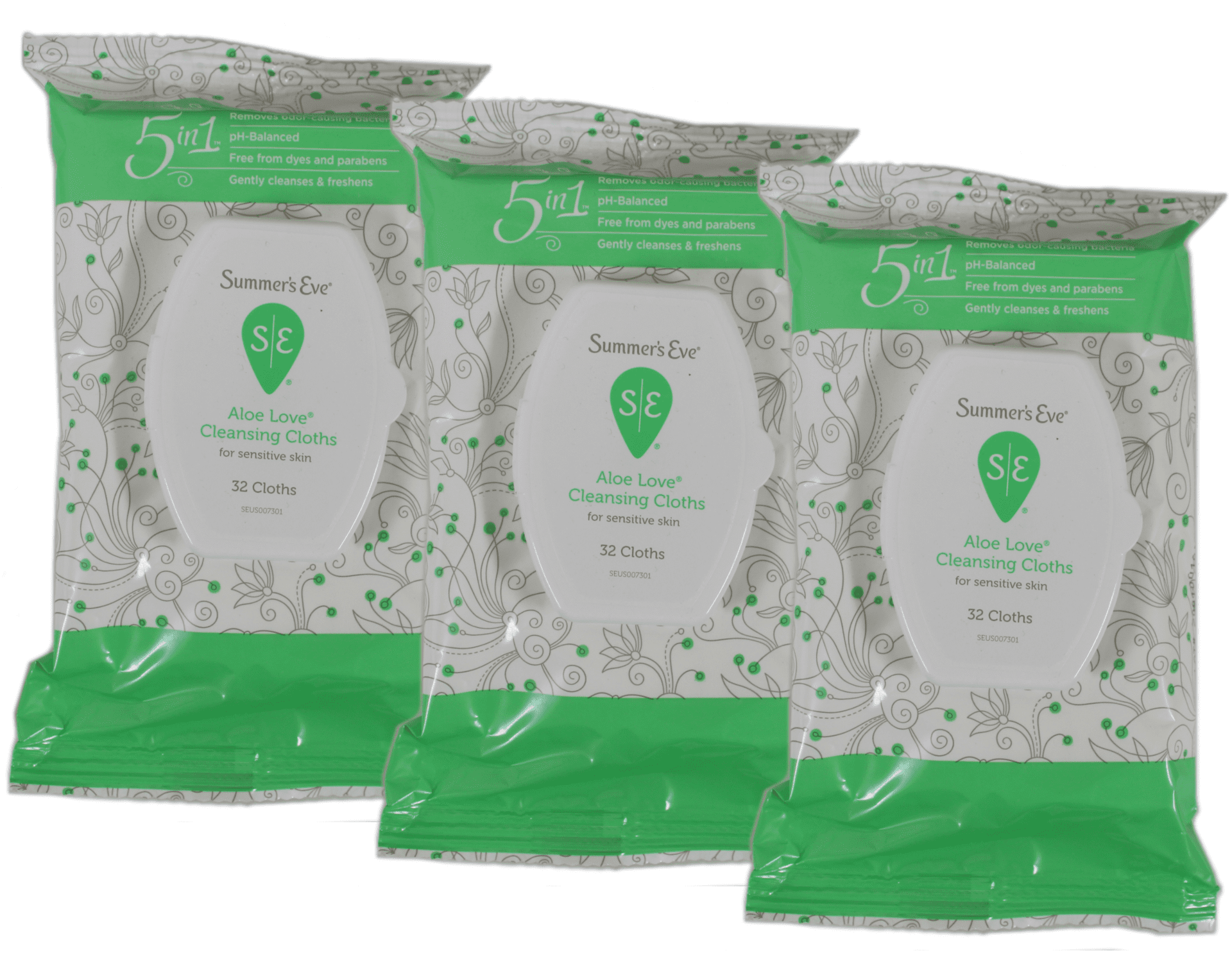 Summers Eve Cleansing Cloths 32 Count Aloe Love (3 Pack)