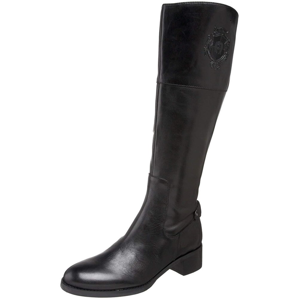 etienne aigner riding boots with stamped logo