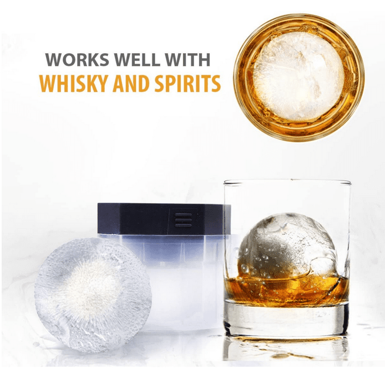 Bella Amazing- Ice Ball Molds, 2.5 Inch Round Ice Cube Molds. This  Stackable Slow Melting Ice Sphere Molds are perfect for Whiskey, Scotch,  Bourbon, Spirits, or any Drink (4, Black) (4, Clear) 