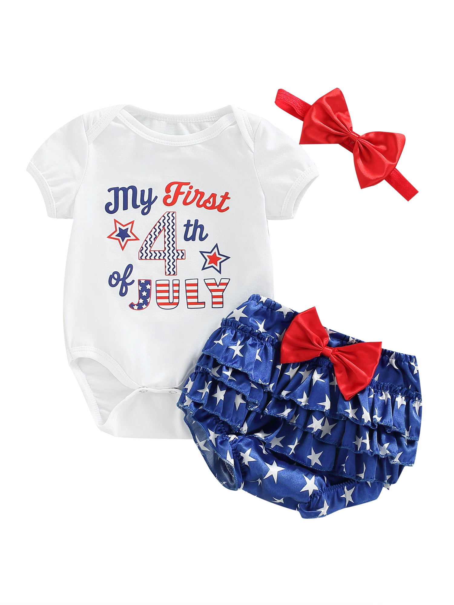 Infant Baby Girl Clothes Romper Floral Short Pants Headband Cute Newborn Girls’Summer Outfit Toddler Clothing Set 3pcs（0-24 Months） 