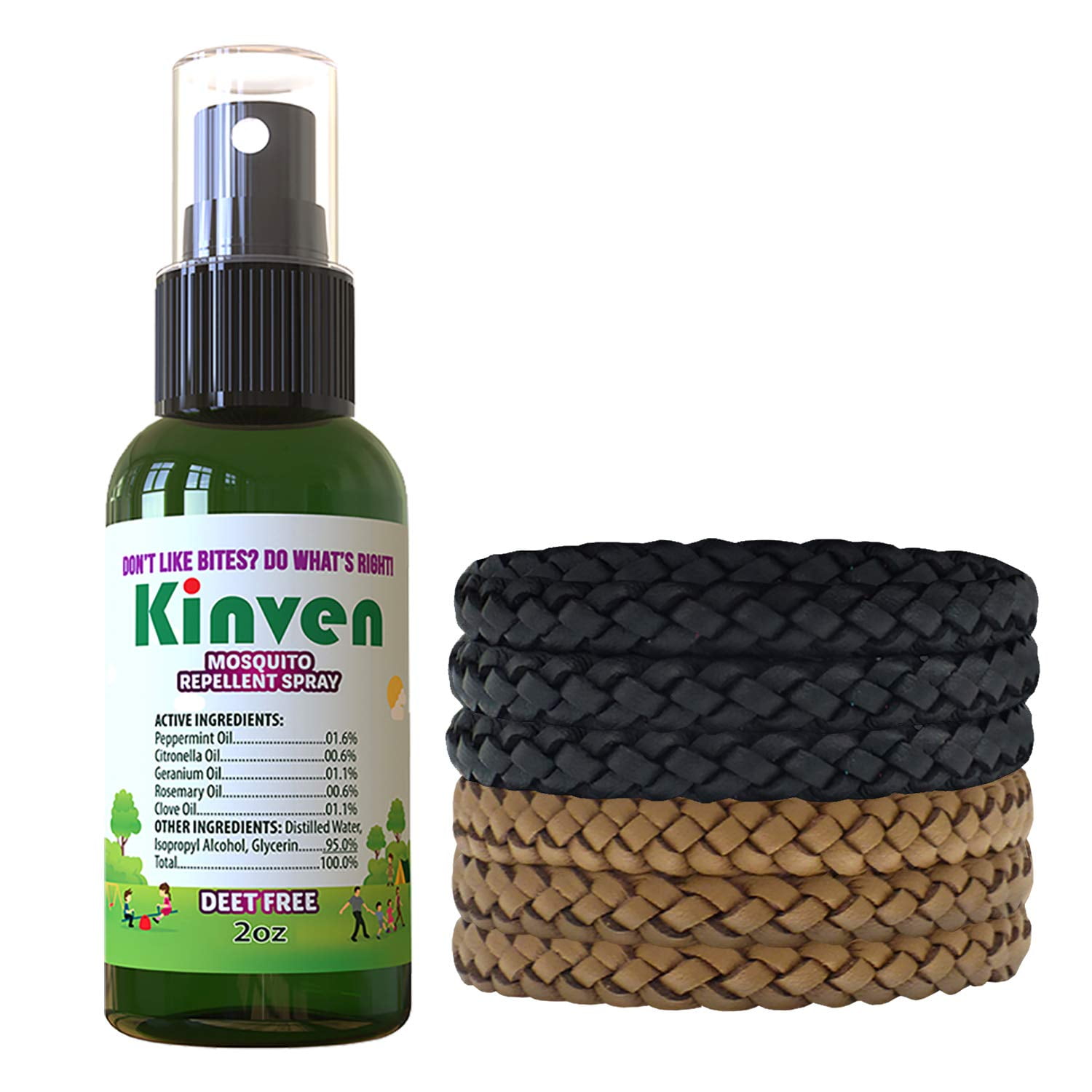 Kinven Bracelets And Spray Pack For Mosquito 4oz Spray Bottle