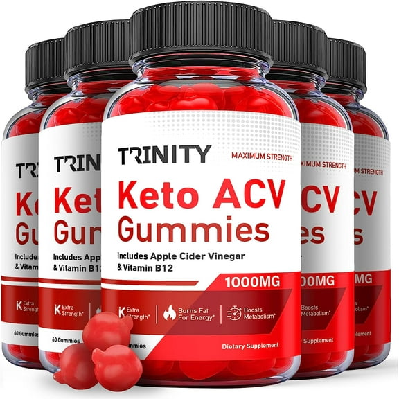 (5 Pack) Trinity Keto ACV Gummies - Supplement for Weight Loss - Energy & Focus Boosting Dietary Supplements for Weight Management & Metabolism - Fat Burn - 300 Gummies