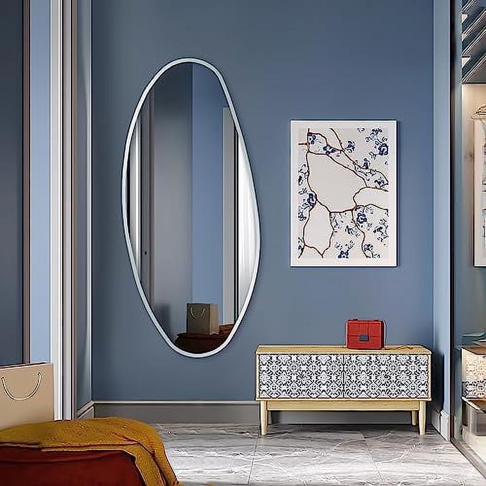 AUA CROWN Irregular Frameless Water Drop Wall Mirror, 47x23 Inch Irregular Oval Wall Mirror, Decorative Wall Mirror For Living Room Bedroom Bathroom, Horizontal or Vertical Mounting