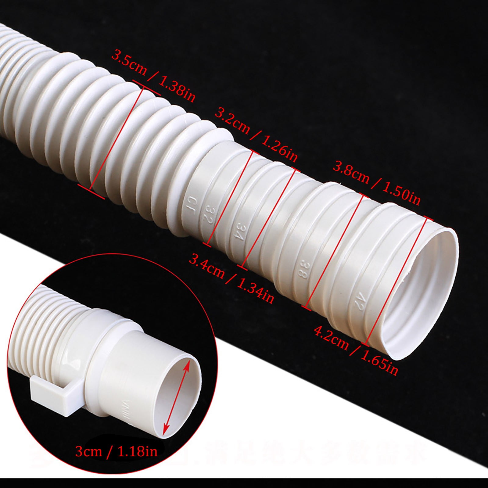 HCTSHG Extended Drains Hose for Washing Machine,Universal Washing Machine Drain Hose,Flexible Dishwasher Drain Hose Extension Kits,Corrugated Washer Hose with Clamp,Washing Machine Hose Extension