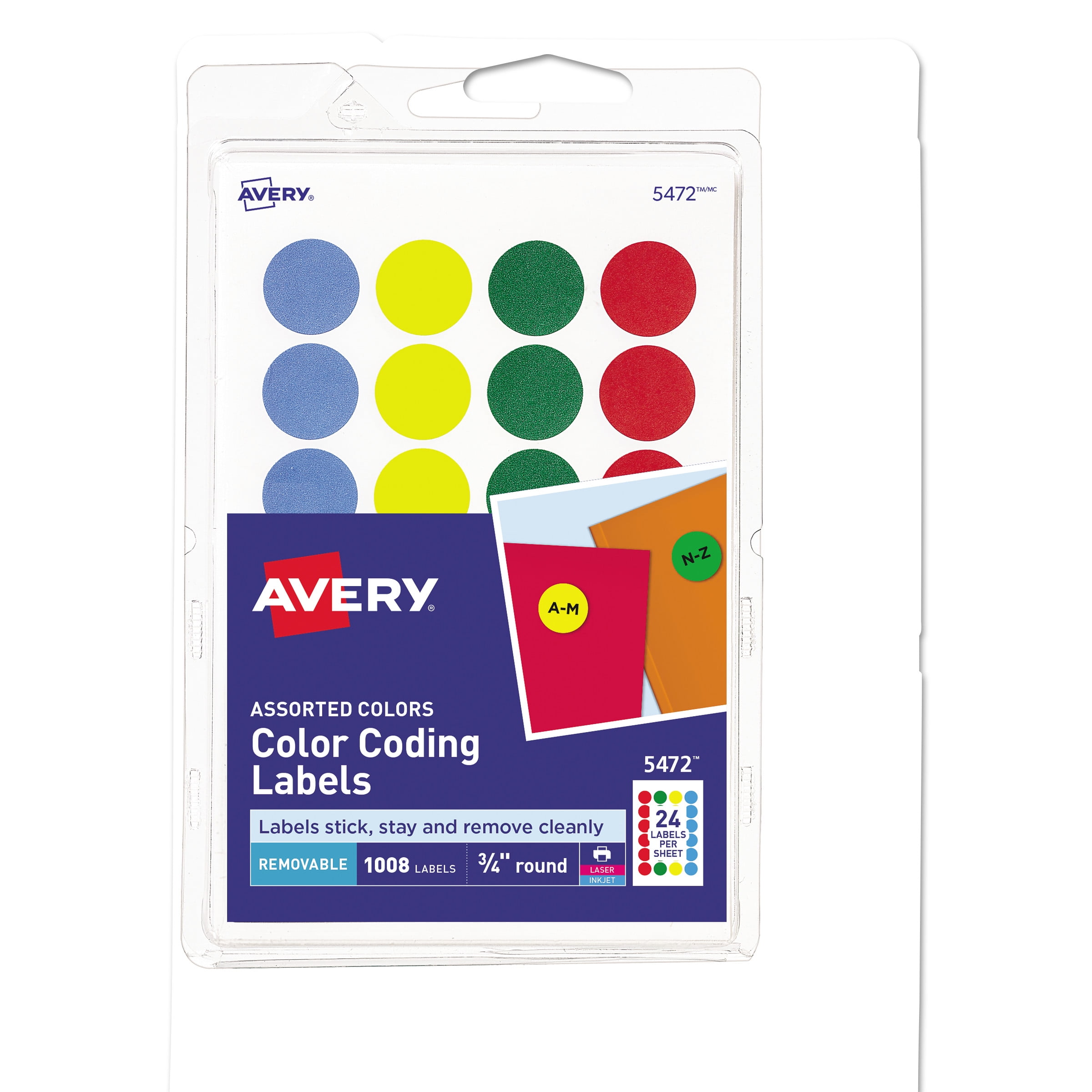 photograph regarding Printable Labels Walmart identify Avery Printable Detachable Shade-Coding Labels, 3/4\