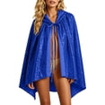 thumbnail image 2 of WAGUTH Womens Sparkly Sequin Hooded Cape Cloak Tie Front Glitter Cover Up Shawl for Halloween Party Outfits, 2 of 8