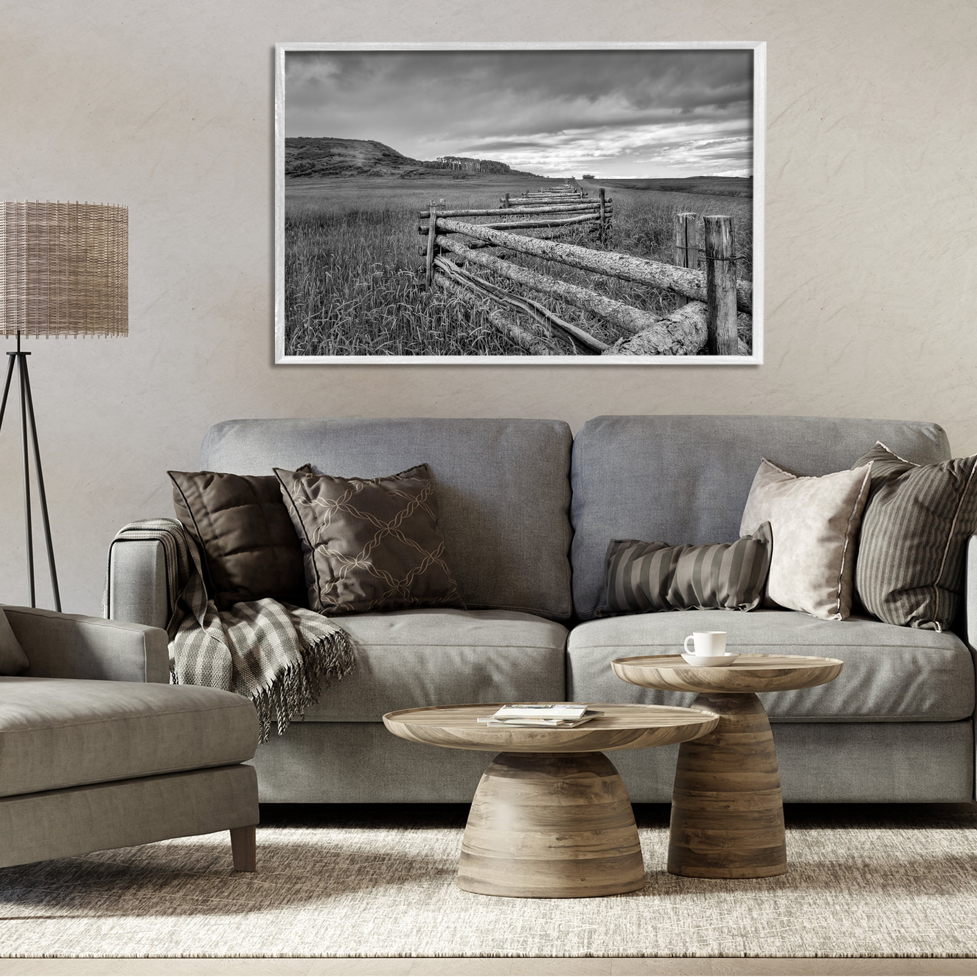 Stupell Industries Weathered Fence to Distant Horizon White Framed Giclee Art, design by Jon Evan