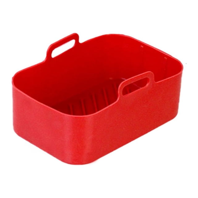 Yuarrent Bandeja de cocina para freidora de aire con mango, revestimiento que no se decolora, cesta de silicona reutilizable, accesorios para Cocina y Comedor Rojo 1 PC