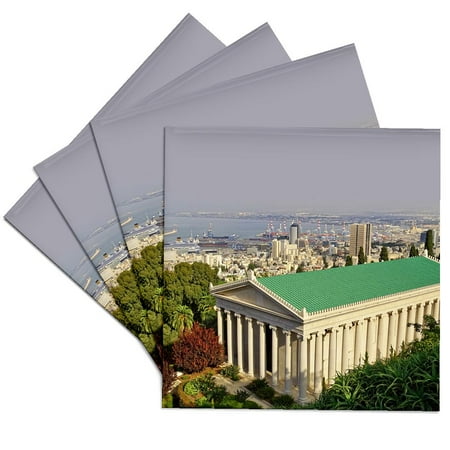 3dRose, International Archives Building Rosen Garden Haifa Israel, Set of 4 Ceramic Tile Coasters