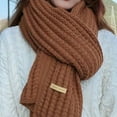 thumbnail image 2 of harmtty Extra Long Warm Scarf Solid Color Scarf Women's Fall Winter Scarf Knitted Windproof Elastic Thickened Solid Color Warm Soft Japanese Style Cozy Wide Caramel, 2 of 8