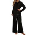 thumbnail image 2 of Xuyuer Women's Pajama Set 2026 Lounge Sets Long Sleeve Sleepwear Soft 2 Piece Pjs Spring Summer Sleepwear Ladies Pjs S-XXL Pajama Sets Pleated Tops with Long Pants Lounge Set, 2 of 9