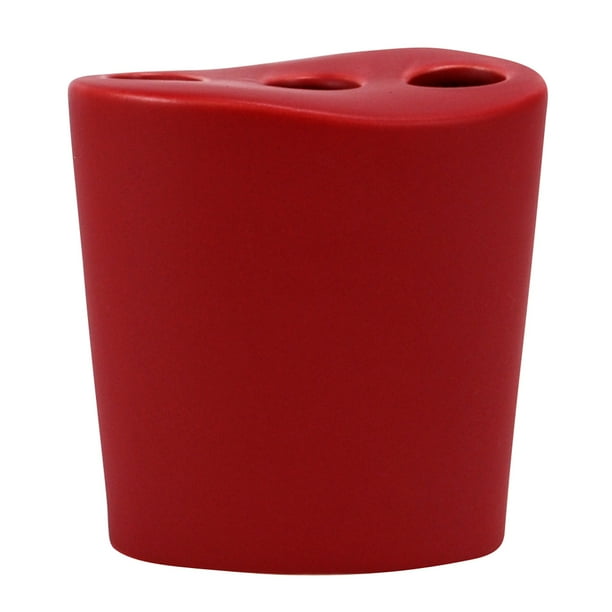 Enigma Ceramic Toothbrush Holder, Matte Red
