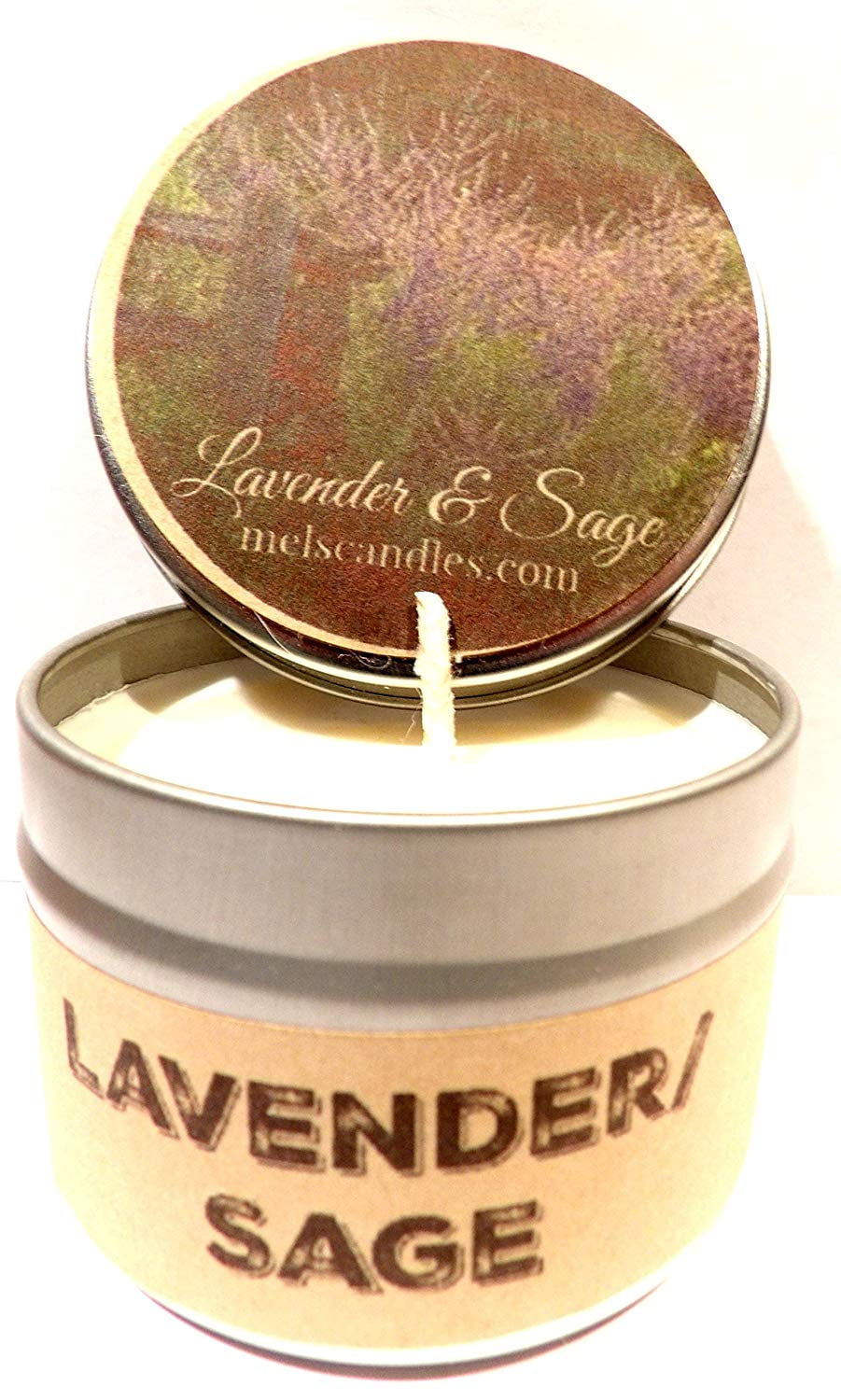 Lavender and Sage 4oz All Natural Tin Soy Candle, Take It Any Where