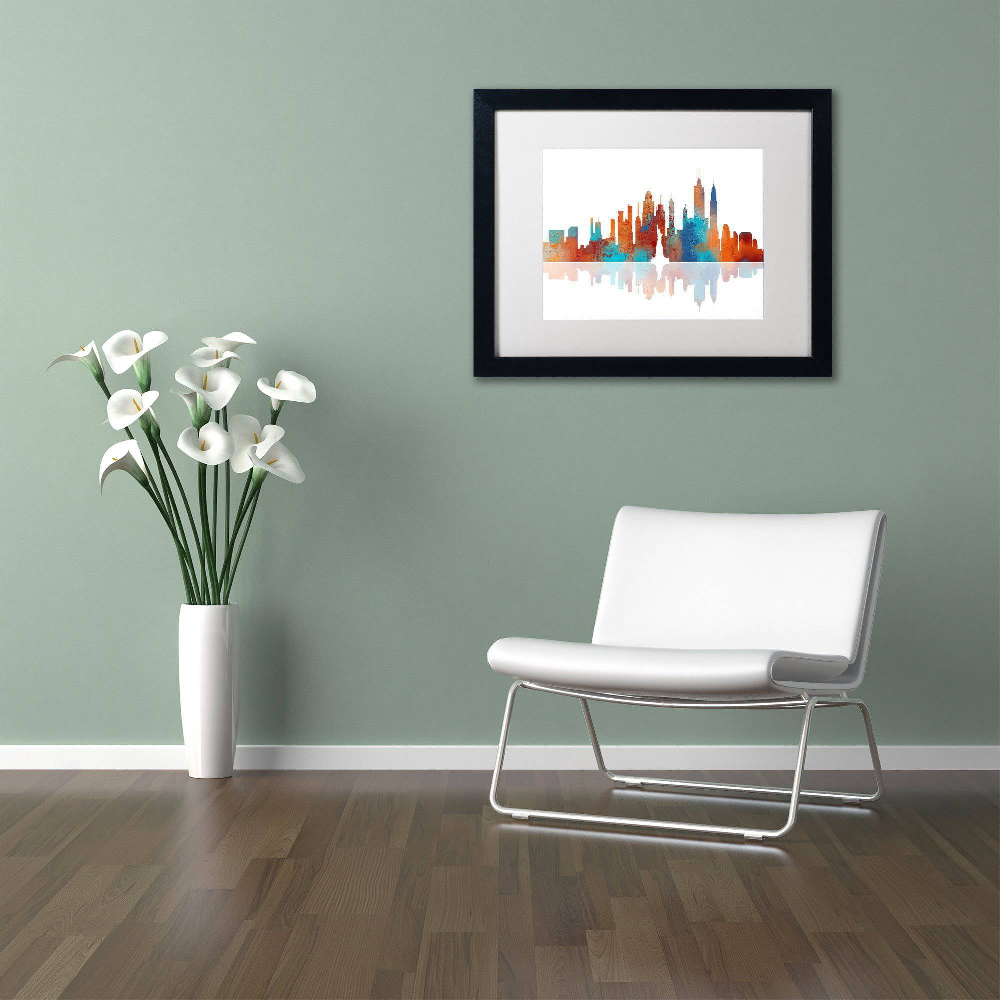 Trademark Fine Art "New York New York Skyline" Canvas Art by Marlene Watson White Matte, Black Frame