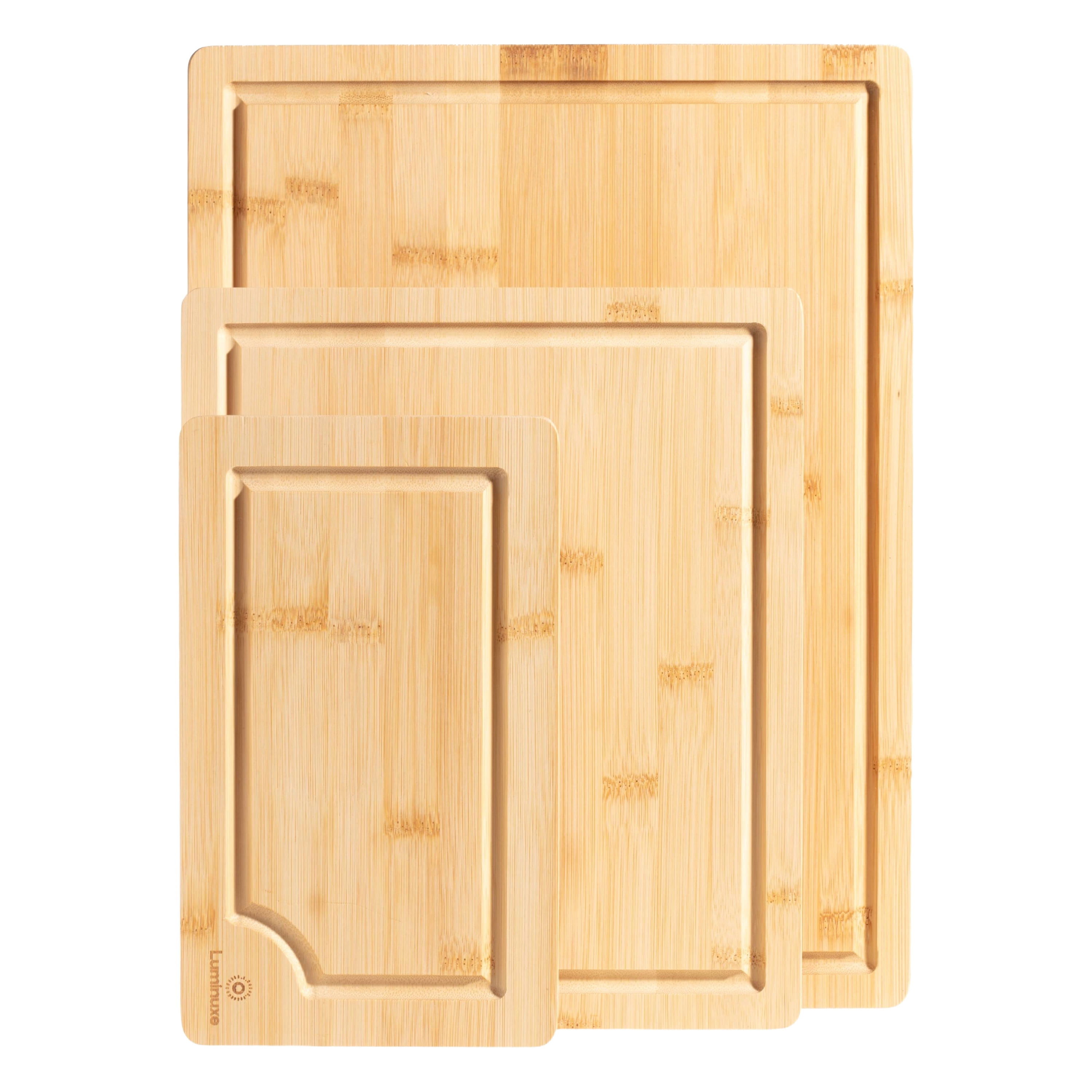 Bamboo Cutting Board Set of 3, Wood Cutting Boards with Juice Groove, Heavy-Duty Nonslip Kitchen Cutting Boards Set Bamboo