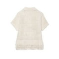 thumbnail image 4 of Women'S Open Knit Short Sleeve Top with Fringe Milky M, 4 of 5