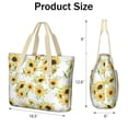 thumbnail image 3 of Tote Bag for Women - White Sunflower Shoulder Bag - Large Utility Work Duffle Bag with Zipper Handbag for Travel, Work, Sprots, 3 of 5
