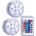thumbnail image 1 of Submersible Led Lumières Télécommande Batterie Alimenté, Rgb Multi Couleur Changeant Imperméable à l'Eau Lumière 2-pack, 1 of 5