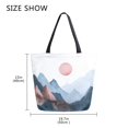 thumbnail image 5 of FORMRS Womens Canvas Tote Bag with Zipper Inner Pocket Shoulder Handbag, Art Mountain and Sun Pattern, 5 of 7
