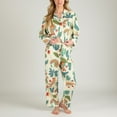 thumbnail image 6 of Lounge Women's Long Sleeve Button-Up Jungle Print Pajama Set with Chest Pocket and Matching Pants - Large, Green, 6 of 7