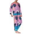 thumbnail image 2 of Naloa Beach with Palm Trees Men’s Pajamas Set - Long Sleeve Button Down Sleep Shirt and Pajama Bottoms Sleepwear Set-X-Large, 2 of 7