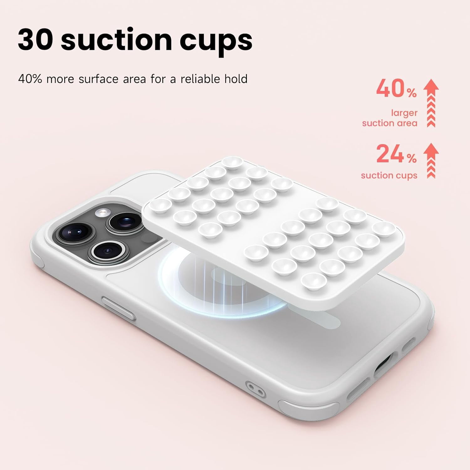 MKEUDQ-Patented Magnetic Sticky Phone Suction Grip Mount for MagSafe Case,Magnet Silicone Portable Stand Holder for iPhone 16/15/14/13/12 Series and Android, Hands-Free Selfies and Videos