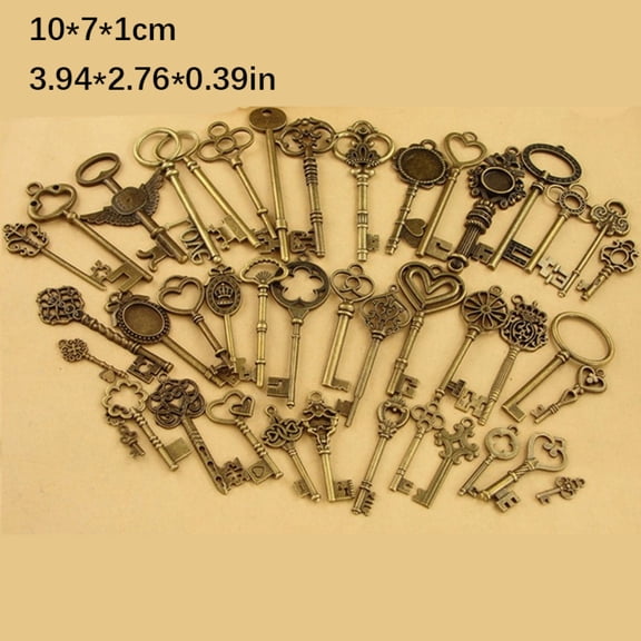 17 Pcs Vintage Skeleton Keys Set Steampunk Key Antique Bronze Charms Pendants for DIY Handcrafts Jewelry Making TAPDRA Spare Part