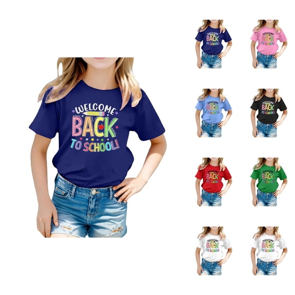 School Season Kids T-Shirt Back to School Cute Graphic Print Crewneck Short Sleeve Tee Summer Casual top
