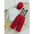thumbnail image 4 of GXFC Infant Boys Christmas Holiday Party Suits Costume 3M 6M 12M Newborn Boys Long Sleeve Bow Dots  Print Romper and Suspender Pants Hat Holiday-themed Clothing for Preemie Boys, 4 of 8
