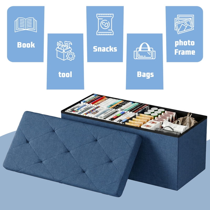 Gianna 30 Inches Folding Storage Ottoman Bench, Storage Chest, Foot Rest Stool